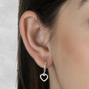 Brinco de Argola com Coração em Prata 925