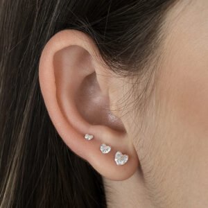 Trio de Ponto de Luz de Coração em Prata 925