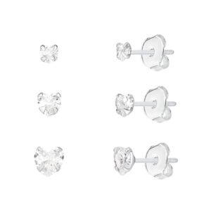 Trio de Ponto de Luz de Coração em Prata 925